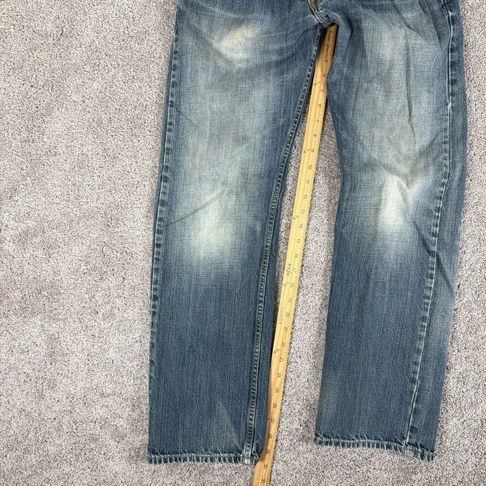 Levis 505 Jeans Mens 32x30 Faded Whiskered Denim Straight Leg Y2K Honeycomb Work